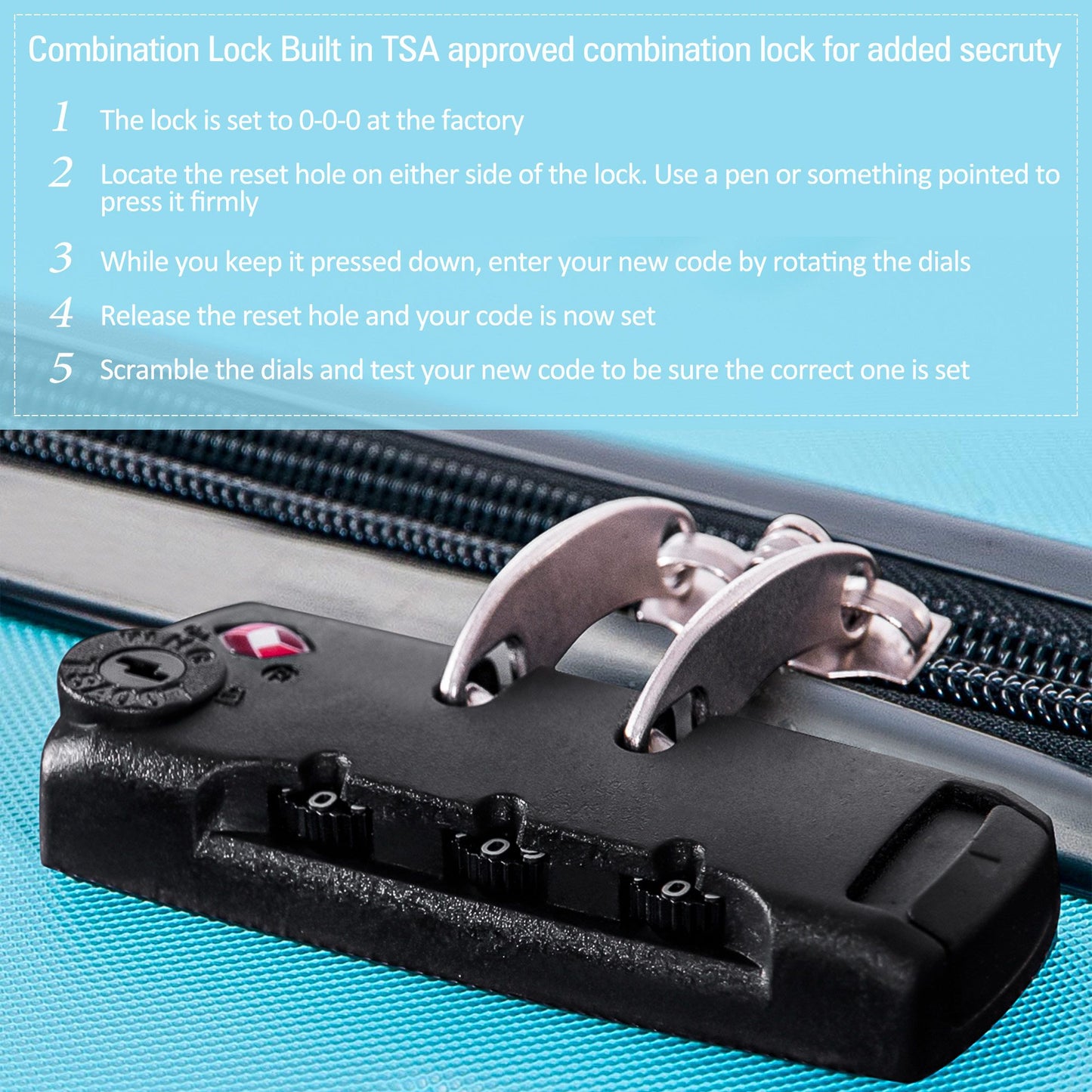 3 Piece Luggage Sets Hardside Spinner Suitcase with TSA Lock 20" 24" 28" Available