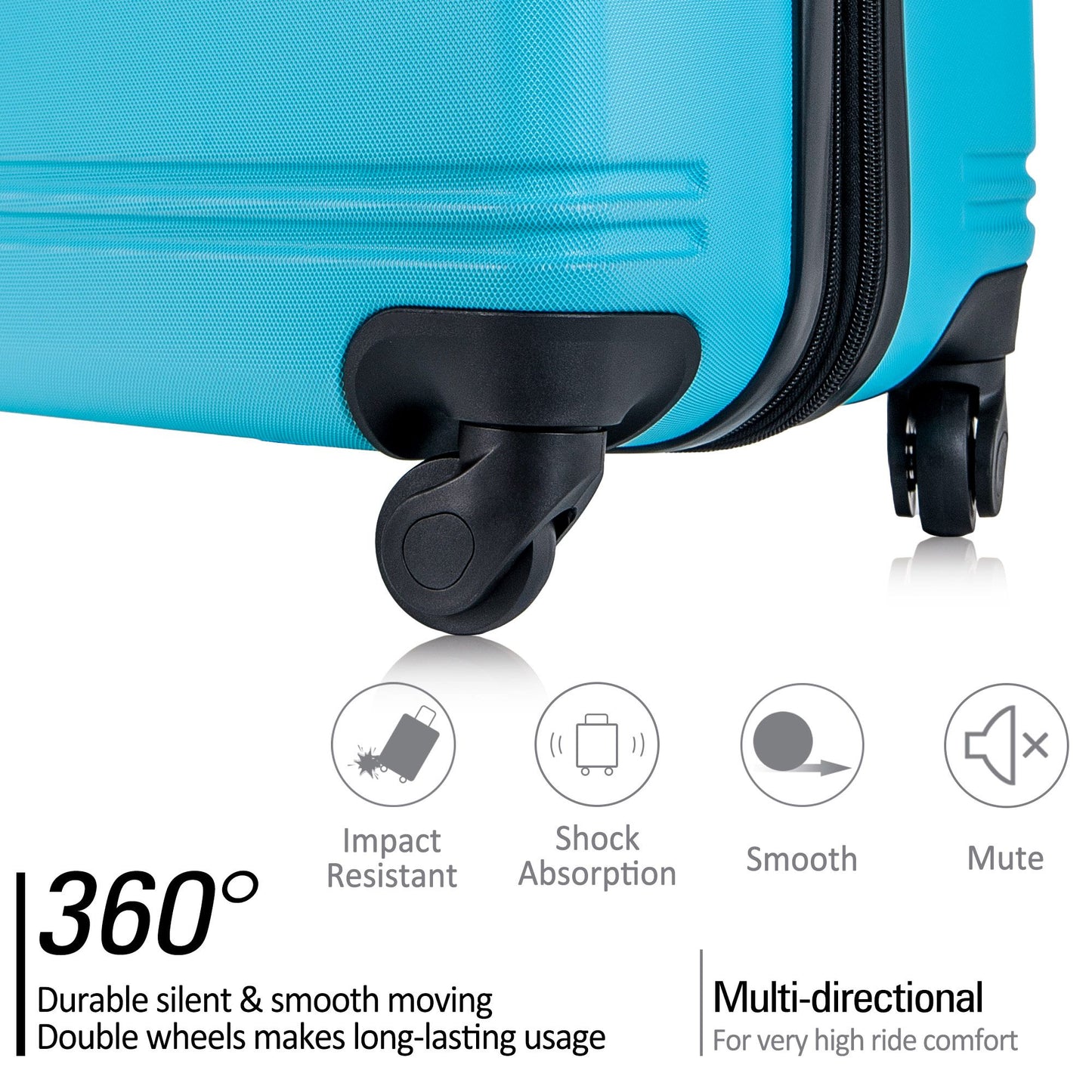 3 Piece Luggage Sets Hardside Spinner Suitcase with TSA Lock 20" 24" 28" Available