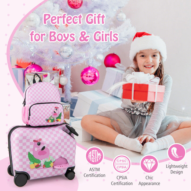 2 Pieces Kid Luggage Set with Spinner Wheels and Aluminum Handle