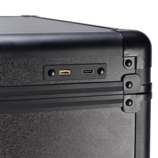 4-in-1 Draw-bar Style Interchangeable Aluminum Rolling Makeup Case-BLACK