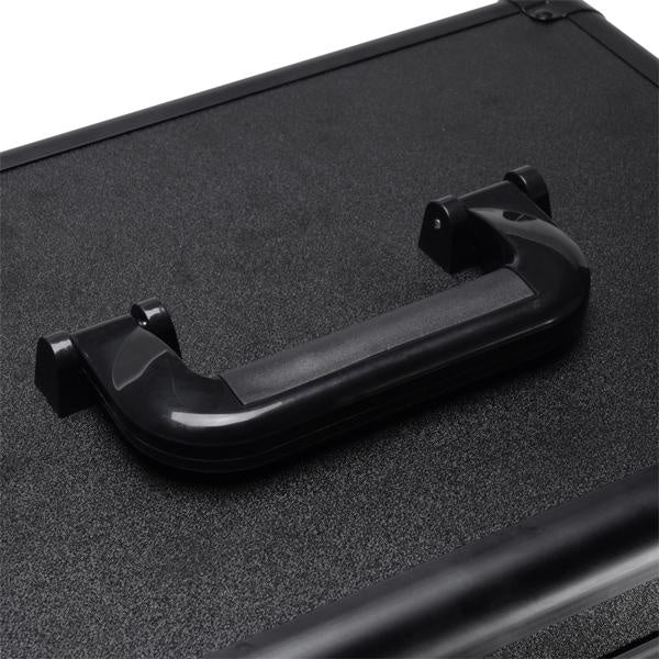 4-in-1 Draw-bar Style Interchangeable Aluminum Rolling Makeup Case-BLACK