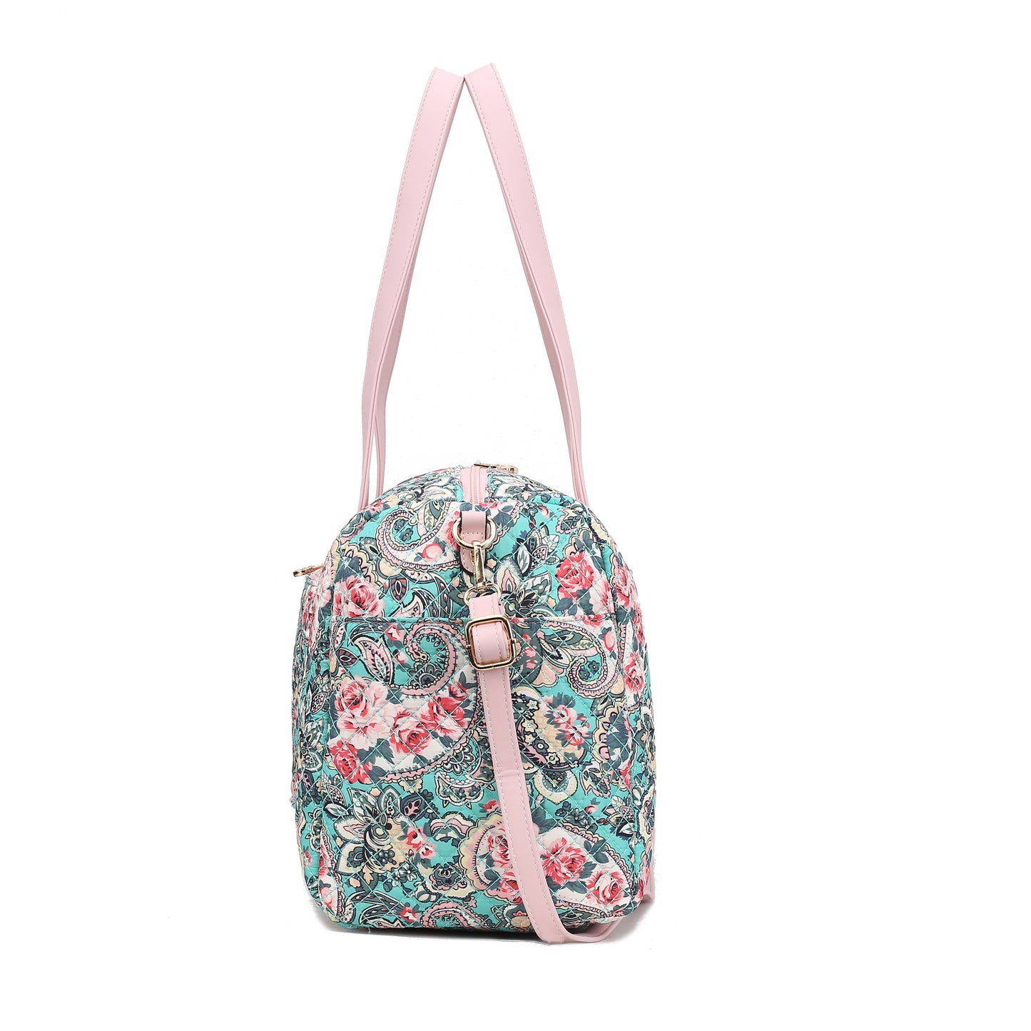 MKF Collection Khelani Quilted Cotton Botanical Pattern Women Duffle Bag by Mia k
