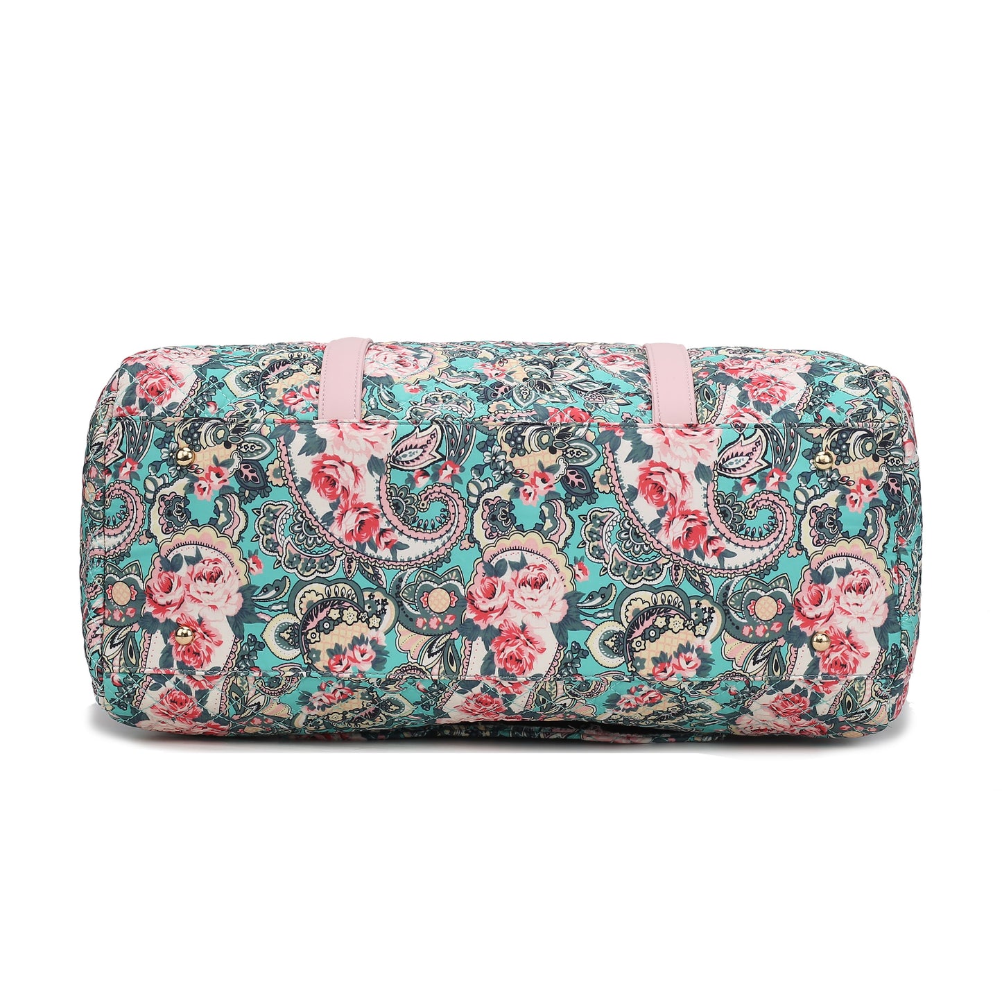 MKF Collection Khelani Quilted Cotton Botanical Pattern Women Duffle Bag by Mia k