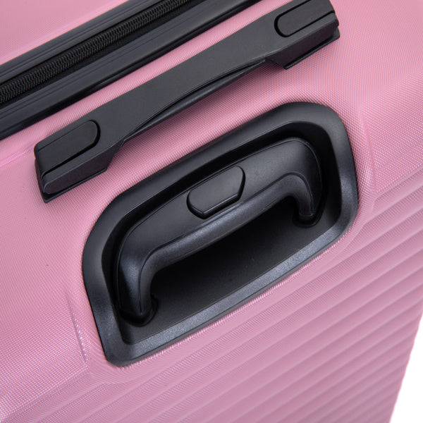 3 Piece Luggage Sets ABS Lightweight Suitcase with Two Hooks, Spinner Wheels, TSA Lock, (20/24/28) PINK