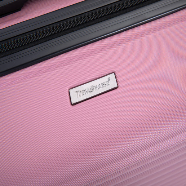 3 Piece Luggage Sets ABS Lightweight Suitcase with Two Hooks, Spinner Wheels, TSA Lock, (20/24/28) PINK