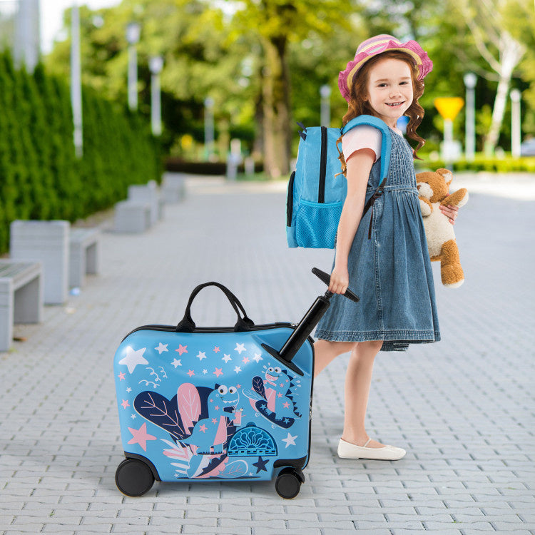 2 Pieces Kid Luggage Set with Spinner Wheels and Aluminum Handle